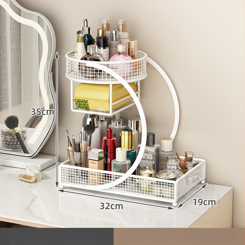 Kozmetikai tárolódoboz, Fésülködőasztal tárolóállvány, Fürdőszobai mosdópolc, Asztali rúzs és bőrápolási termék tárolóállvány