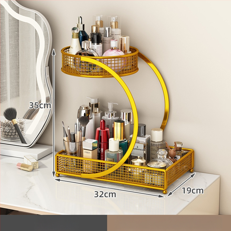 Kozmetikai tárolódoboz, Fésülködőasztal tárolóállvány, Fürdőszobai mosdópolc, Asztali rúzs és bőrápolási termék tárolóállvány