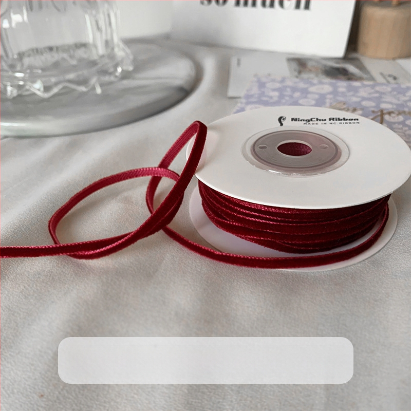 puokštės pakavimas dvipusis aksominis flocking dovanų kaspinas „pasidaryk pats“ rankų darbo vyno raudona juostelė vienpusė kepimo juostelė