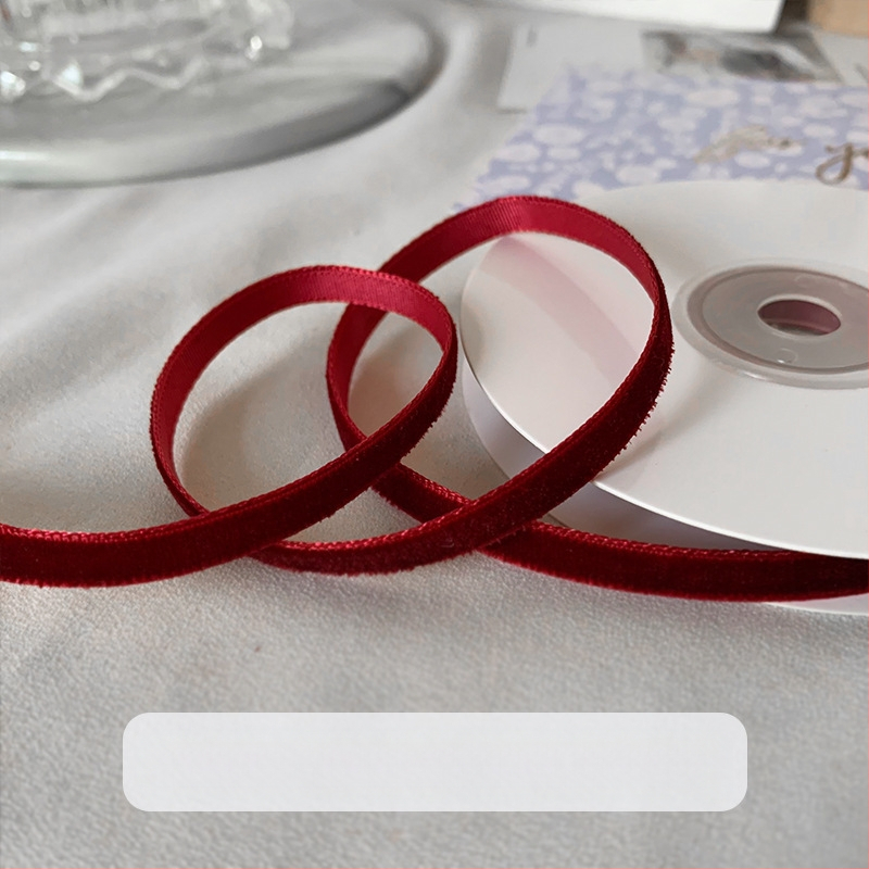 puokštės pakavimas dvipusis aksominis flocking dovanų kaspinas „pasidaryk pats“ rankų darbo vyno raudona juostelė vienpusė kepimo juostelė