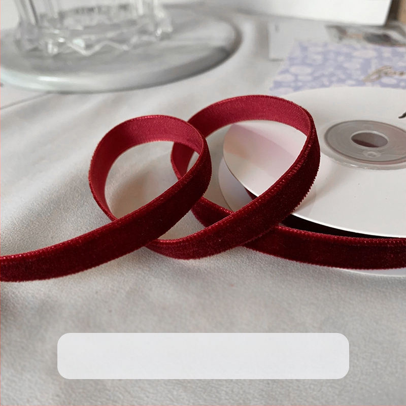 puokštės pakavimas dvipusis aksominis flocking dovanų kaspinas „pasidaryk pats“ rankų darbo vyno raudona juostelė vienpusė kepimo juostelė