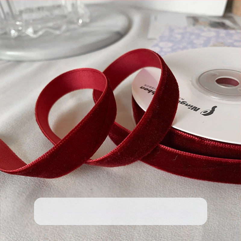 puokštės pakavimas dvipusis aksominis flocking dovanų kaspinas „pasidaryk pats“ rankų darbo vyno raudona juostelė vienpusė kepimo juostelė