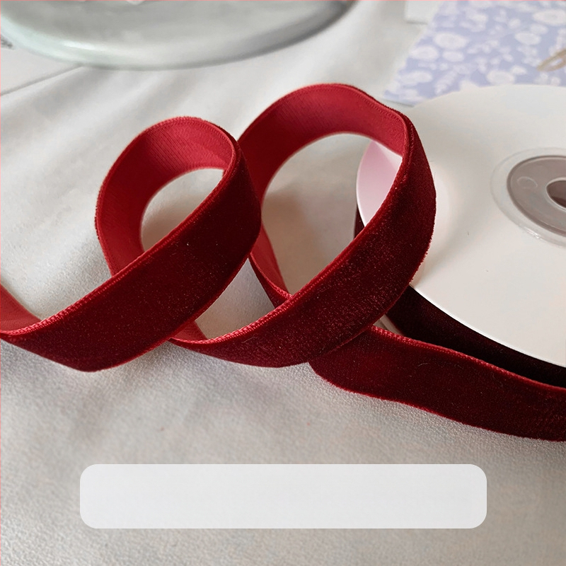 puokštės pakavimas dvipusis aksominis flocking dovanų kaspinas „pasidaryk pats“ rankų darbo vyno raudona juostelė vienpusė kepimo juostelė