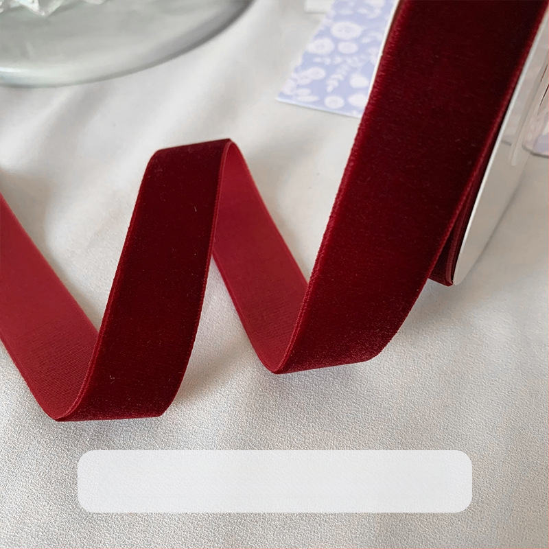 puokštės pakavimas dvipusis aksominis flocking dovanų kaspinas „pasidaryk pats“ rankų darbo vyno raudona juostelė vienpusė kepimo juostelė