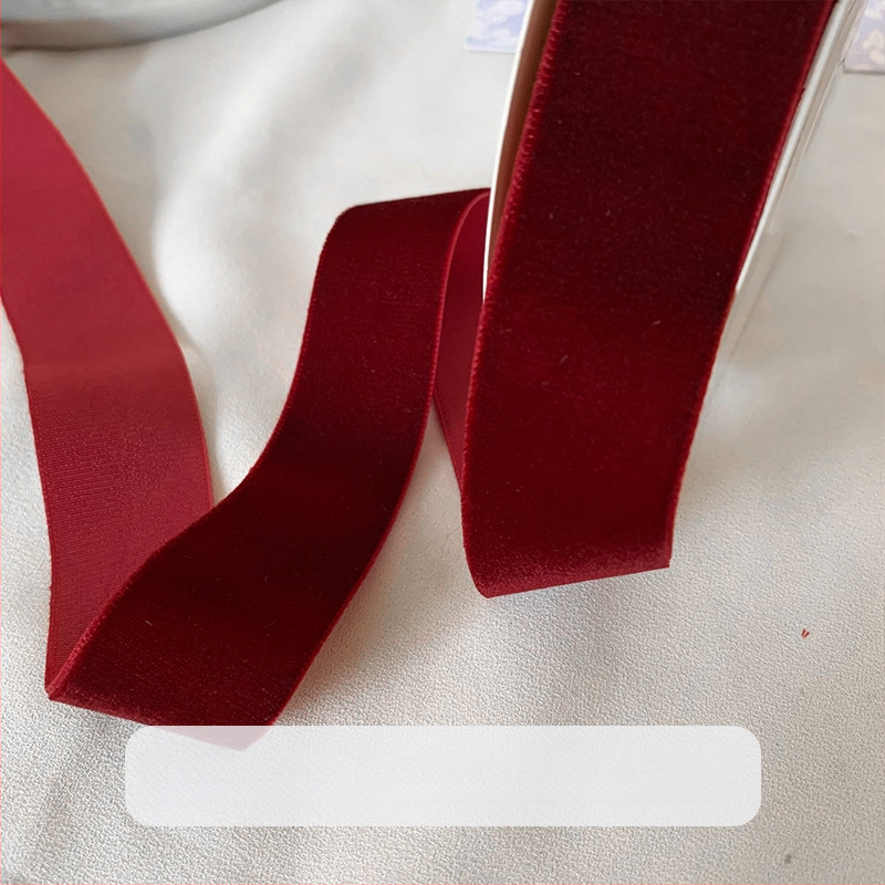 puokštės pakavimas dvipusis aksominis flocking dovanų kaspinas „pasidaryk pats“ rankų darbo vyno raudona juostelė vienpusė kepimo juostelė