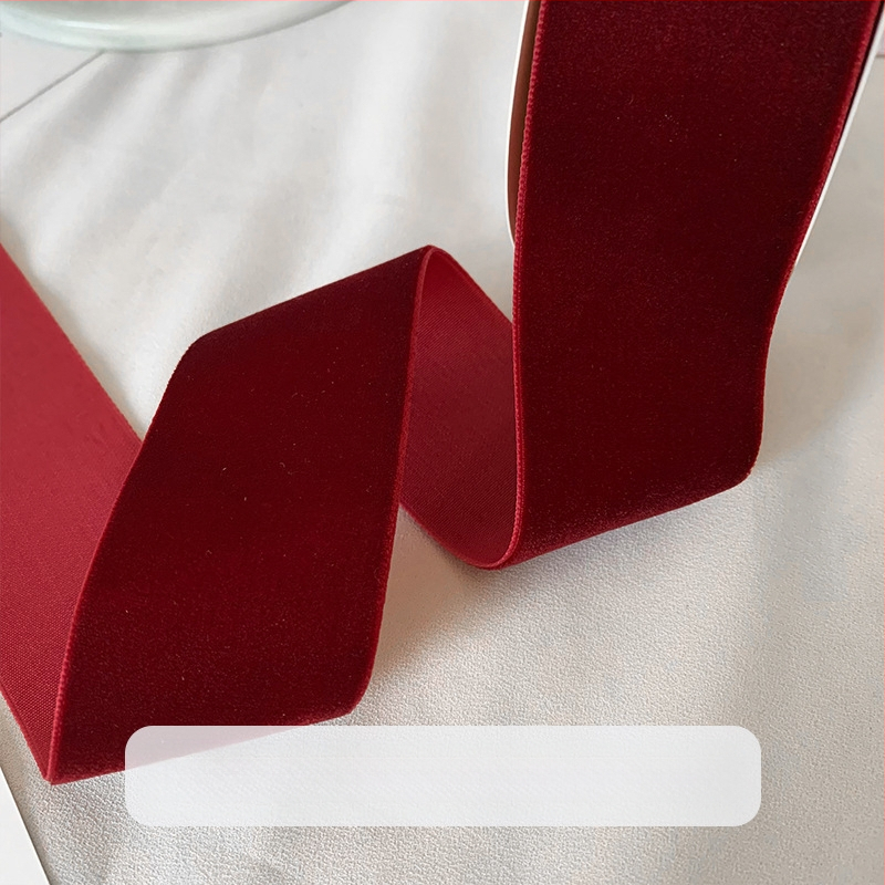 puokštės pakavimas dvipusis aksominis flocking dovanų kaspinas „pasidaryk pats“ rankų darbo vyno raudona juostelė vienpusė kepimo juostelė