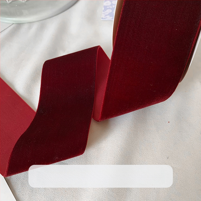puokštės pakavimas dvipusis aksominis flocking dovanų kaspinas „pasidaryk pats“ rankų darbo vyno raudona juostelė vienpusė kepimo juostelė