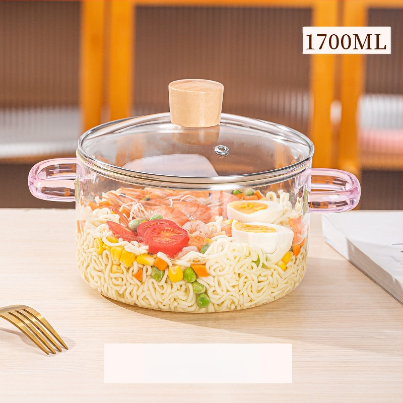 „Creative Bear“ dvigubos ausys sriubos puodas dryžuotas puodas stiklinis permatomas sveikatos puodas elektrinė keraminė viryklė šildomas greito paruošimo makaronų dubenėlis pieno puodas