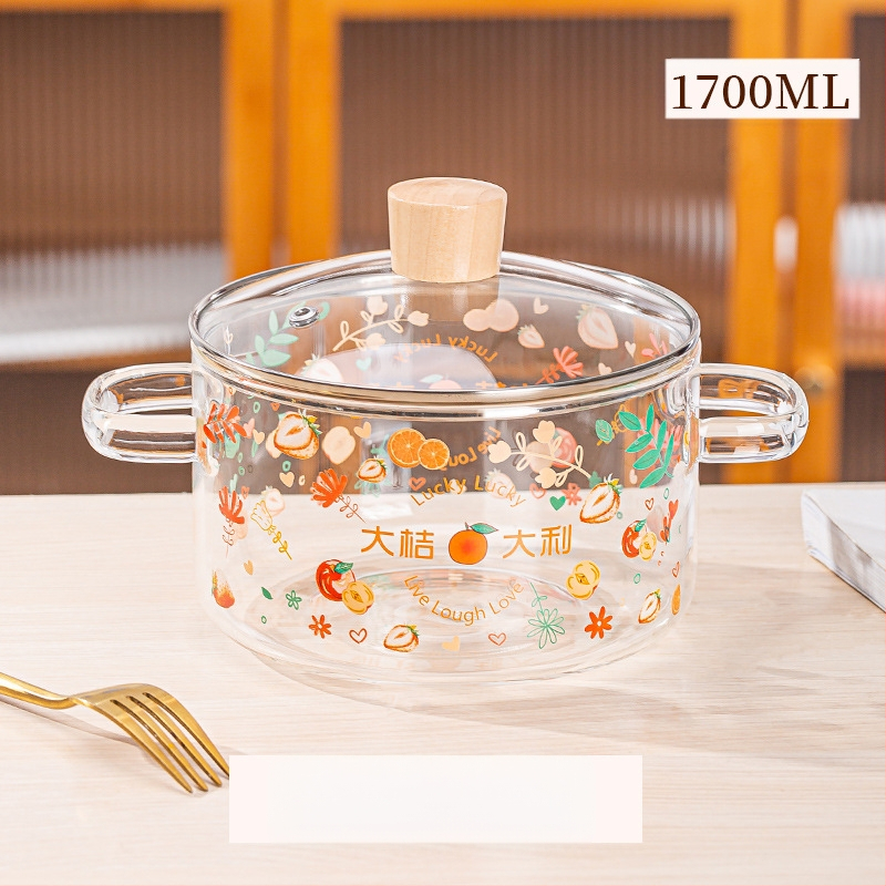 „Creative Bear“ dvigubos ausys sriubos puodas dryžuotas puodas stiklinis permatomas sveikatos puodas elektrinė keraminė viryklė šildomas greito paruošimo makaronų dubenėlis pieno puodas