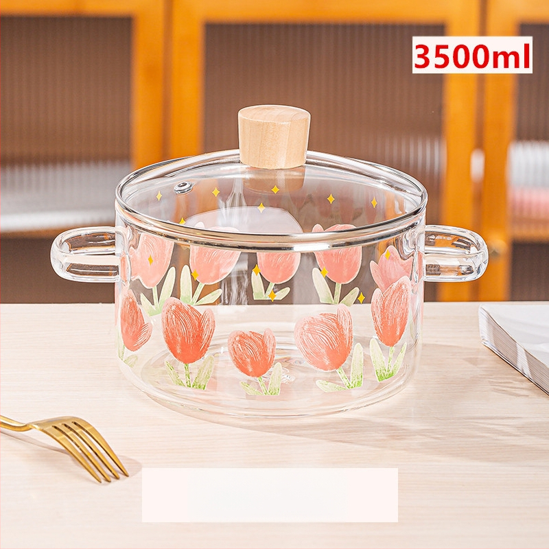 „Creative Bear“ dvigubos ausys sriubos puodas dryžuotas puodas stiklinis permatomas sveikatos puodas elektrinė keraminė viryklė šildomas greito paruošimo makaronų dubenėlis pieno puodas