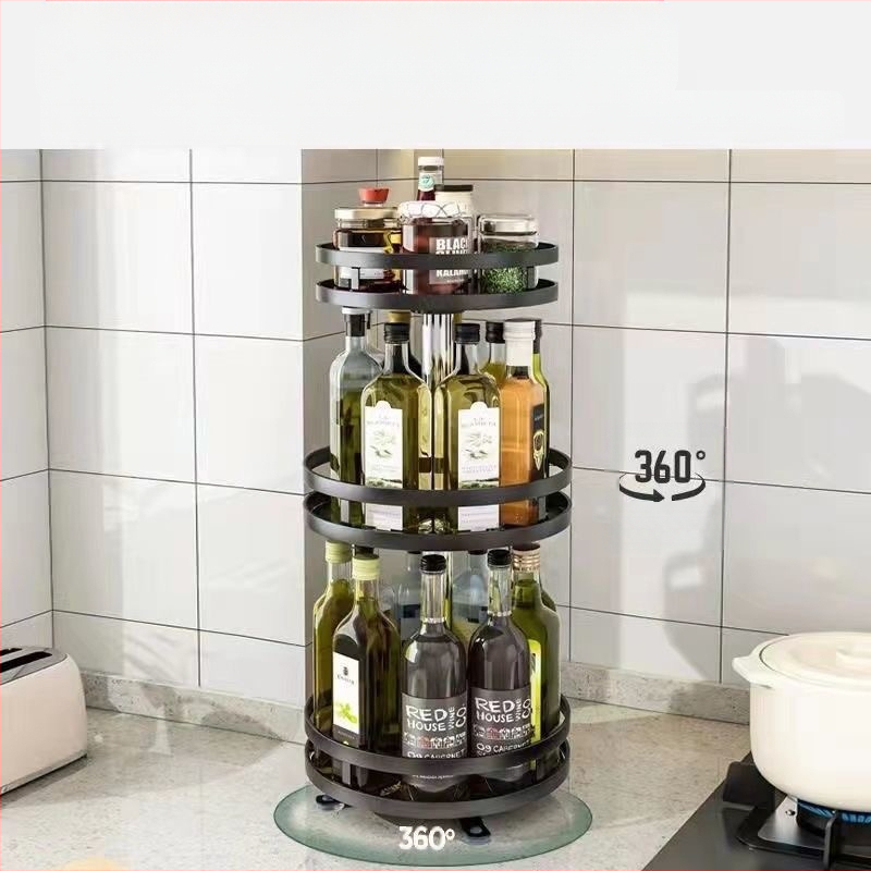 Virtuvės pasukamas prieskonių laikymo stovas, stalviršio kampinis pagardų aliejus, druskos padažas, acto butelis, stiklainis, daugiasluoksnis laikymo stovas