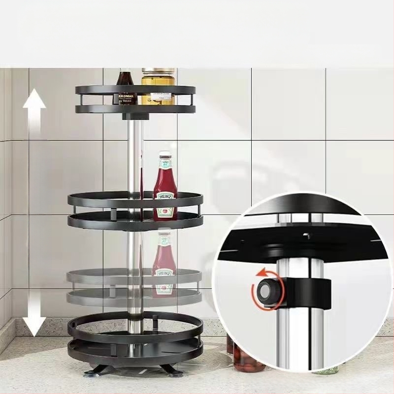 Virtuvės pasukamas prieskonių laikymo stovas, stalviršio kampinis pagardų aliejus, druskos padažas, acto butelis, stiklainis, daugiasluoksnis laikymo stovas