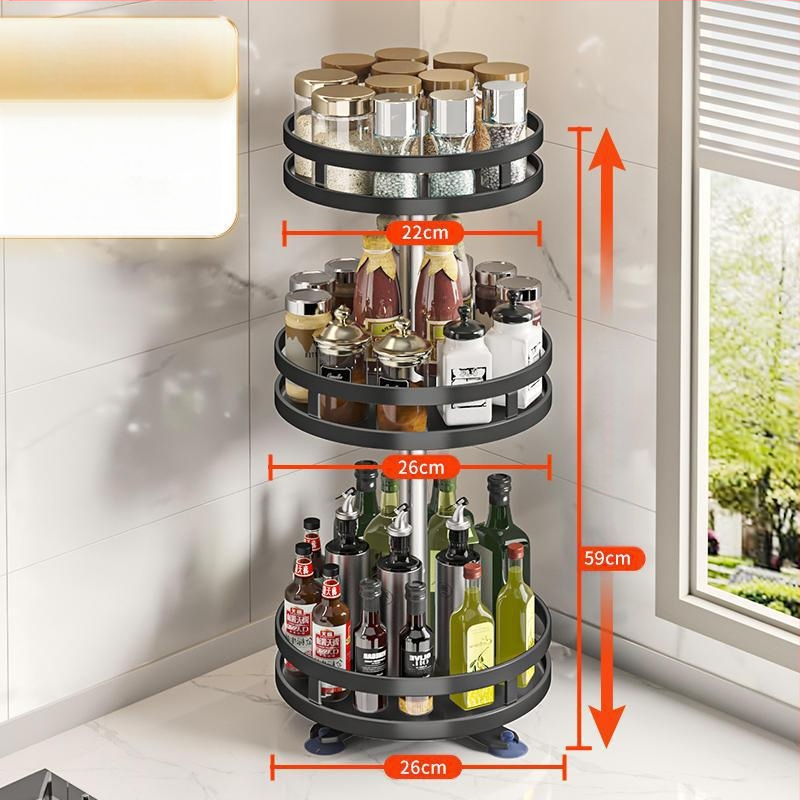 Virtuvės pasukamas prieskonių laikymo stovas, stalviršio kampinis pagardų aliejus, druskos padažas, acto butelis, stiklainis, daugiasluoksnis laikymo stovas