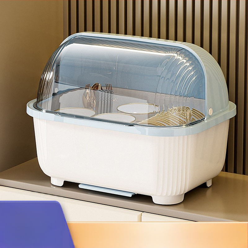 Átlátszó tál- és evőpálcika-tároló doboz fedéllel, csepegtetőtartó tálakhoz és tányérokhoz, konyhai edénytároló állvány, szekrény