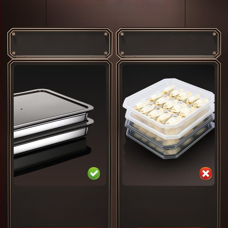 2023 Nova kutija za smrznute knedle od nehrđajućeg čelika 304, kućanski hladnjak, brzo smrznuta kutija za pohranu wonton pladanj