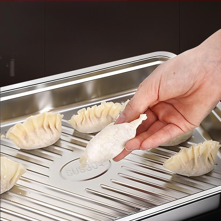 2023 Nova kutija za smrznute knedle od nehrđajućeg čelika 304, kućanski hladnjak, brzo smrznuta kutija za pohranu wonton pladanj