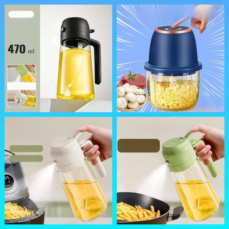 Õlipihustuspudel köögipottidele, söödava oliiviõli pihustuspudel, grillimiseks mõeldud väike klaasist õlivaba õlipott