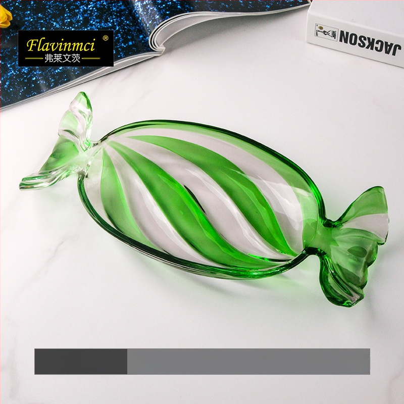 Spalvota stiklinė vaisių lėkštė Kūrybinga saldainių formos išdavimo lėkštė Saldainių lėkštė Namų apyvokos kambario džiovintų vaisių lėkštė Maisto lėkštė Vaisių lėkštė