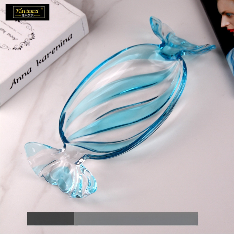 Spalvota stiklinė vaisių lėkštė Kūrybinga saldainių formos išdavimo lėkštė Saldainių lėkštė Namų apyvokos kambario džiovintų vaisių lėkštė Maisto lėkštė Vaisių lėkštė