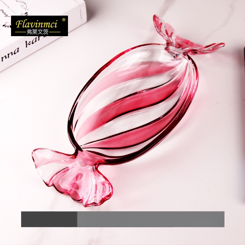 Spalvota stiklinė vaisių lėkštė Kūrybinga saldainių formos išdavimo lėkštė Saldainių lėkštė Namų apyvokos kambario džiovintų vaisių lėkštė Maisto lėkštė Vaisių lėkštė