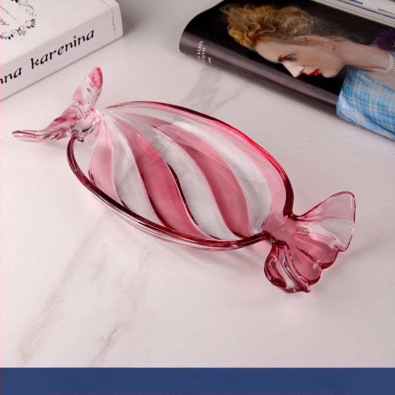 Spalvota stiklinė vaisių lėkštė Kūrybinga saldainių formos išdavimo lėkštė Saldainių lėkštė Namų apyvokos kambario džiovintų vaisių lėkštė Maisto lėkštė Vaisių lėkštė