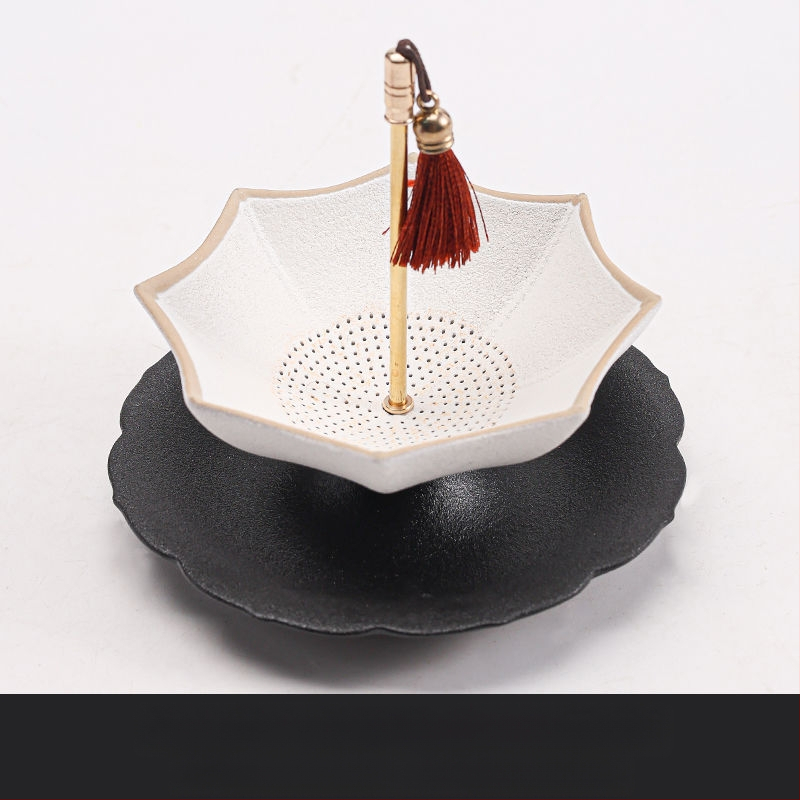 Kūrybingas mėlynas ir gėlėtas skėtis su arbatos nuotėkiu arbatos filtras keraminis arbatos filtras arbatos ceremonijos aksesuarai arbatos staliukas arbatos stalo dekoracijos papuošalai