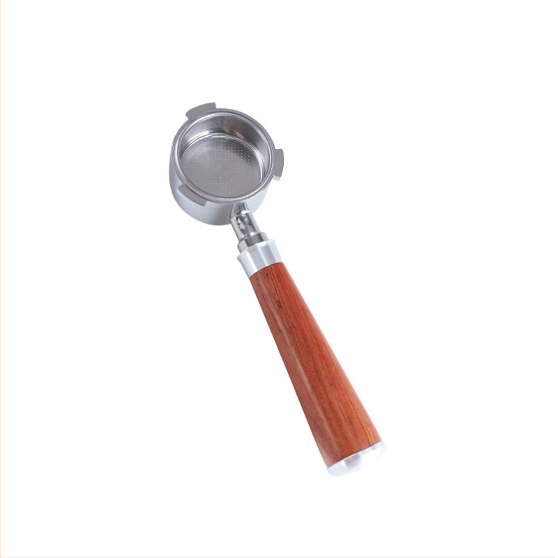 Itališko kavos aparato rankena, kavos masyvo medžio rankena, nerūdijančio plieno, trijų ausų kavos rankena, Delong, dugno neturinti rankena, 51 mm