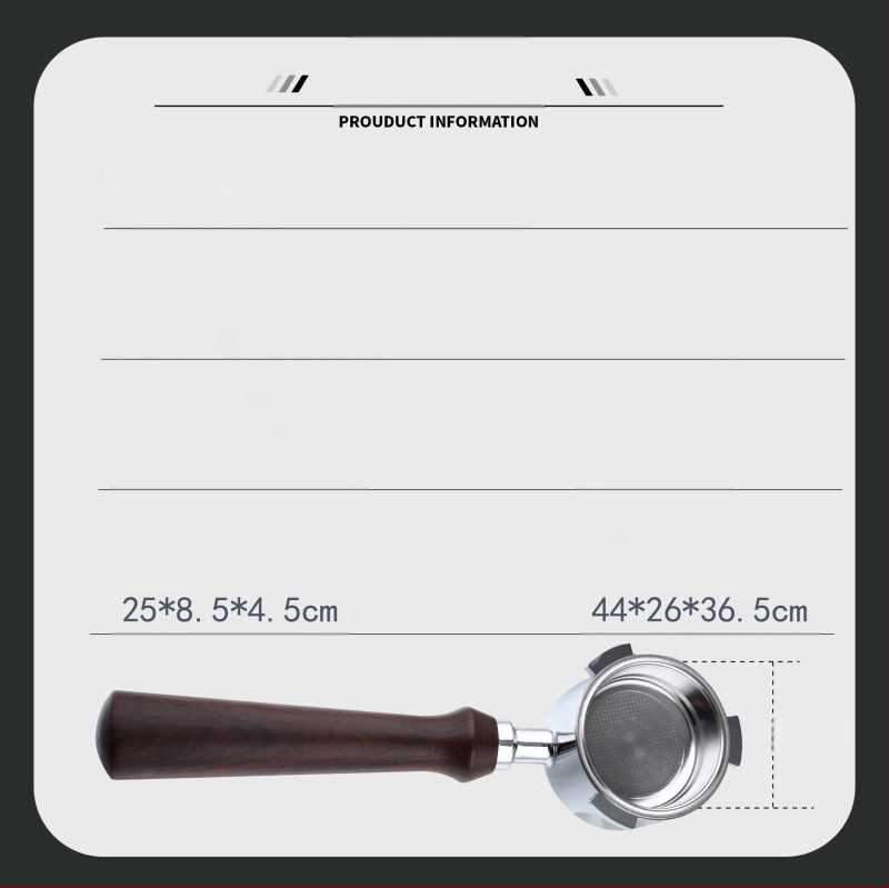 Itališko kavos aparato rankena, kavos masyvo medžio rankena, nerūdijančio plieno, trijų ausų kavos rankena, Delong, dugno neturinti rankena, 51 mm