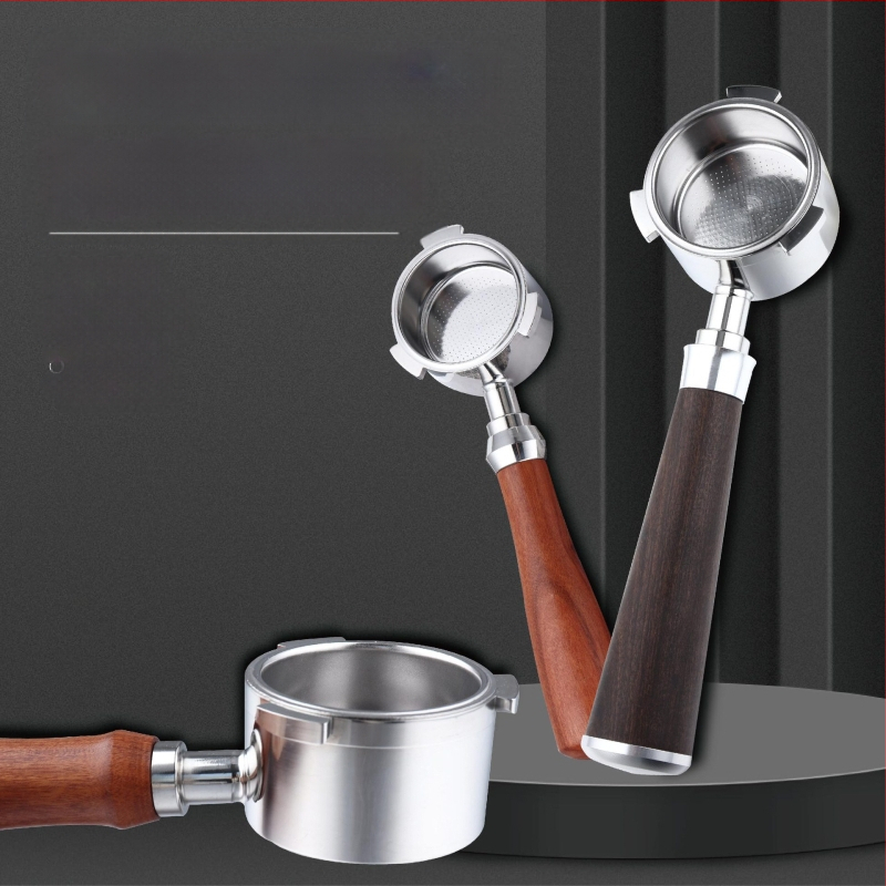 Itališko kavos aparato rankena, kavos masyvo medžio rankena, nerūdijančio plieno, trijų ausų kavos rankena, Delong, dugno neturinti rankena, 51 mm