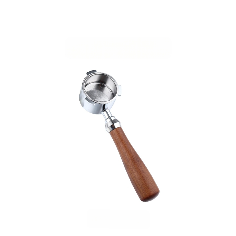 Itališko kavos aparato rankena, kavos masyvo medžio rankena, nerūdijančio plieno, trijų ausų kavos rankena, Delong, dugno neturinti rankena, 51 mm