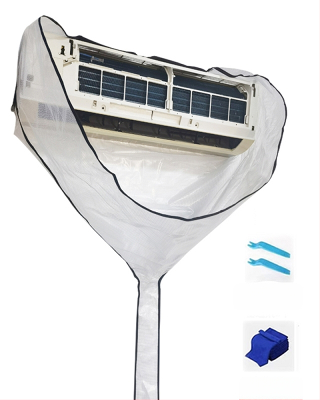 Légkondicionáló tisztító fedél fali egységekhez, Professzionális légkondicionáló tisztító vízgyűjtő zsák, Beltéri egység tisztító eszközkészlet 1-3 LE-s készülékekhez, Vízgyűjtő tölcsér