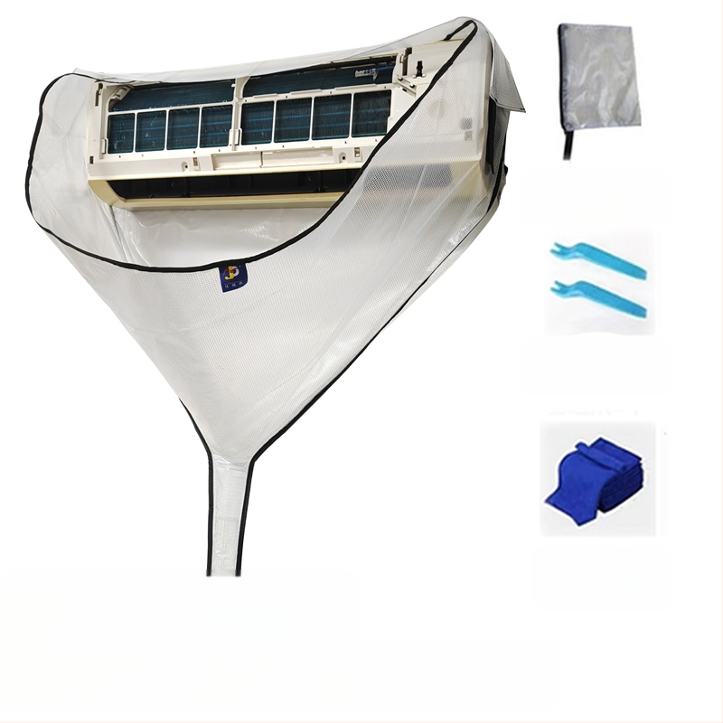 Légkondicionáló tisztító fedél fali egységekhez, Professzionális légkondicionáló tisztító vízgyűjtő zsák, Beltéri egység tisztító eszközkészlet 1-3 LE-s készülékekhez, Vízgyűjtő tölcsér