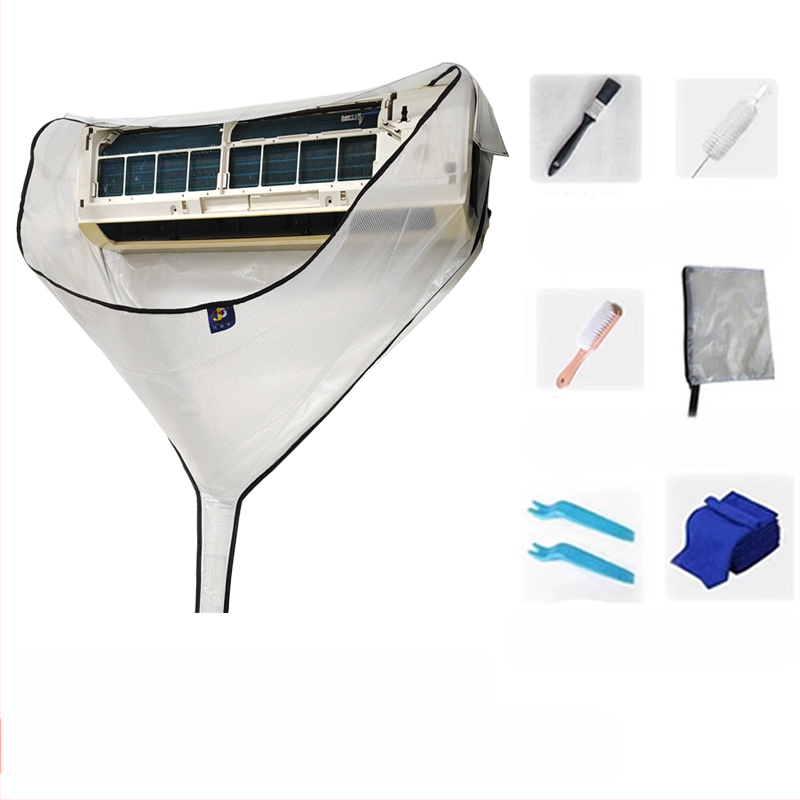 Légkondicionáló tisztító fedél fali egységekhez, Professzionális légkondicionáló tisztító vízgyűjtő zsák, Beltéri egység tisztító eszközkészlet 1-3 LE-s készülékekhez, Vízgyűjtő tölcsér