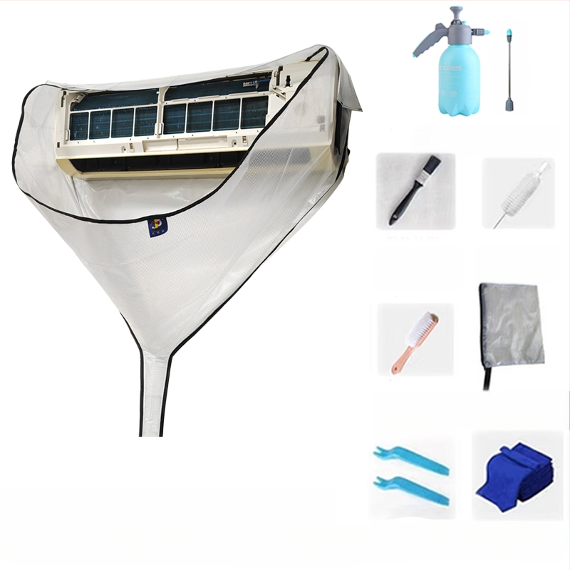 Légkondicionáló tisztító fedél fali egységekhez, Professzionális légkondicionáló tisztító vízgyűjtő zsák, Beltéri egység tisztító eszközkészlet 1-3 LE-s készülékekhez, Vízgyűjtő tölcsér