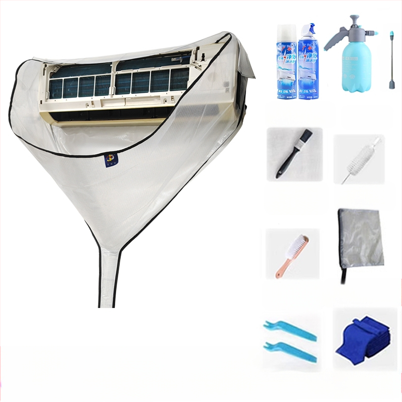 Légkondicionáló tisztító fedél fali egységekhez, Professzionális légkondicionáló tisztító vízgyűjtő zsák, Beltéri egység tisztító eszközkészlet 1-3 LE-s készülékekhez, Vízgyűjtő tölcsér