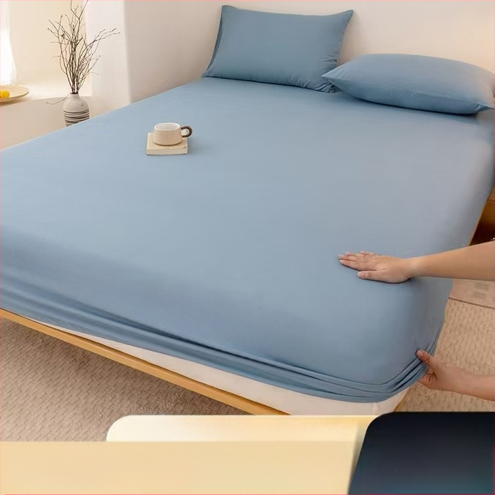 A klasės skalbtos medvilnės šlifavimo vientisos spalvos lovos užtiesalas, buitinis „viskas viename“ lovos užtiesalo, pagalvės užvalkalo, čiužinio užvalkalo, dulkių užvalkalo, trijų dalių komplektas