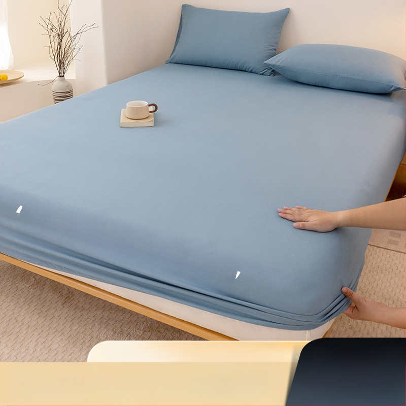 A klasės skalbtos medvilnės šlifavimo vientisos spalvos lovos užtiesalas, buitinis „viskas viename“ lovos užtiesalo, pagalvės užvalkalo, čiužinio užvalkalo, dulkių užvalkalo, trijų dalių komplektas