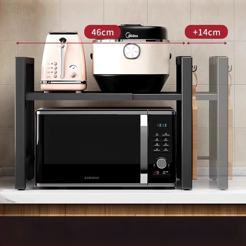 Virtuvės mikrobangų krosnelės lentynėlė, daugiasluoksnė, daugiafunkcinė orkaitės stalviršio lentynėlė, buitinė dvisluoksnė teleskopinė lentynėlė