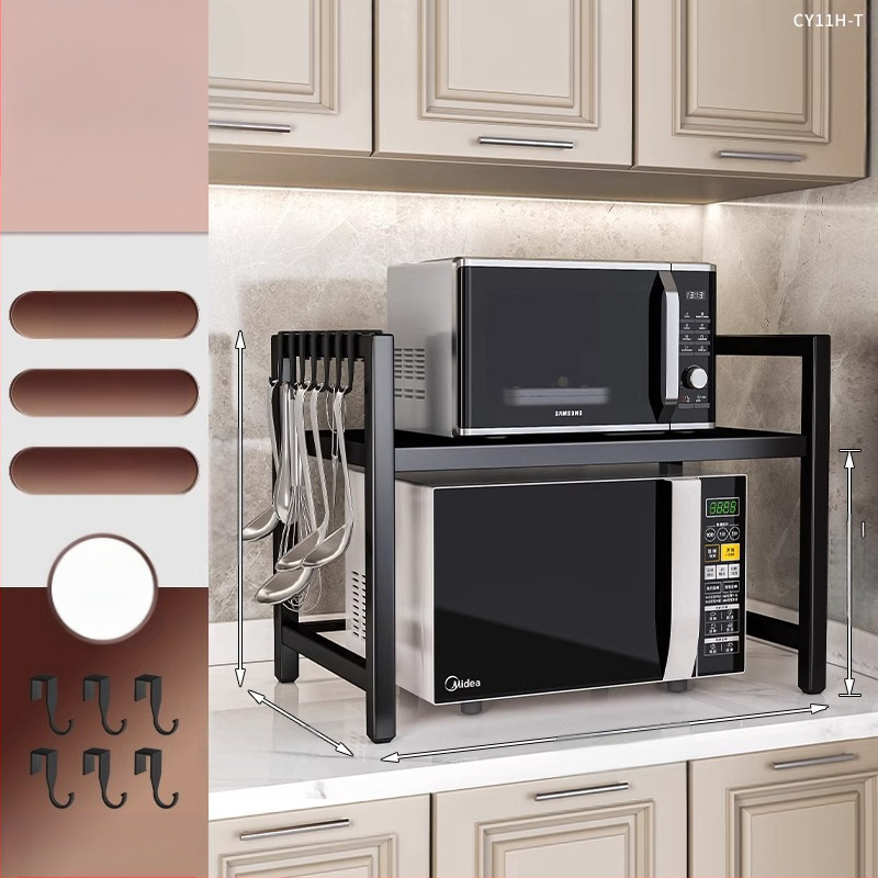 Virtuvės mikrobangų krosnelės lentynėlė, daugiasluoksnė, daugiafunkcinė orkaitės stalviršio lentynėlė, buitinė dvisluoksnė teleskopinė lentynėlė