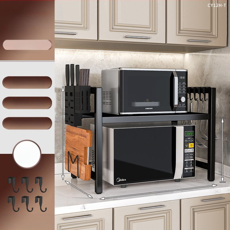 Virtuvės mikrobangų krosnelės lentynėlė, daugiasluoksnė, daugiafunkcinė orkaitės stalviršio lentynėlė, buitinė dvisluoksnė teleskopinė lentynėlė