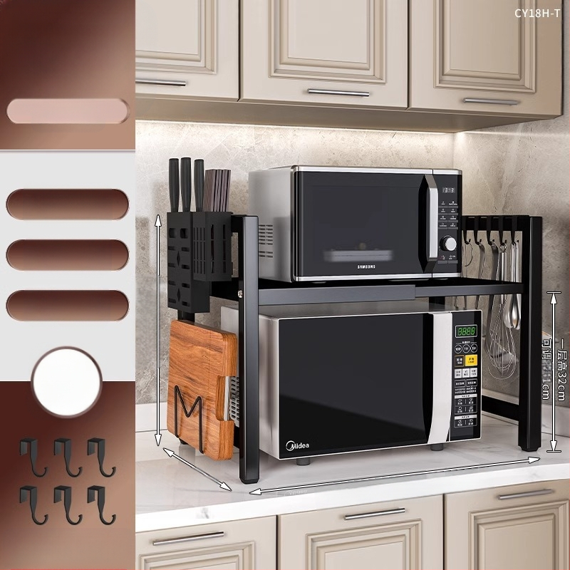 Virtuvės mikrobangų krosnelės lentynėlė, daugiasluoksnė, daugiafunkcinė orkaitės stalviršio lentynėlė, buitinė dvisluoksnė teleskopinė lentynėlė