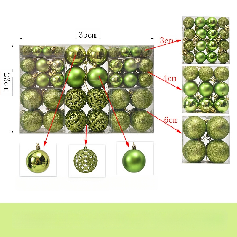 Kepti kalėdiniai kamuoliukai 100 vnt. Kalėdinių dekoracijų papuošalai 6 stiliai 6 spalvos plastikiniai kamuoliukai kalėdinių dovanų gamintojas aklųjų dėžutė