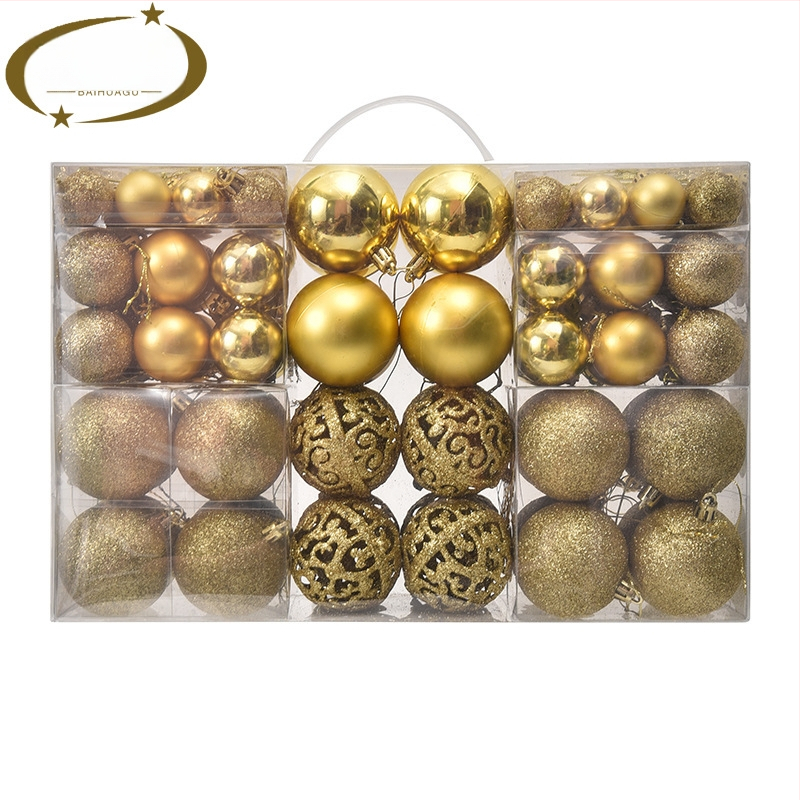 Kepti kalėdiniai kamuoliukai 100 vnt. Kalėdinių dekoracijų papuošalai 6 stiliai 6 spalvos plastikiniai kamuoliukai kalėdinių dovanų gamintojas aklųjų dėžutė