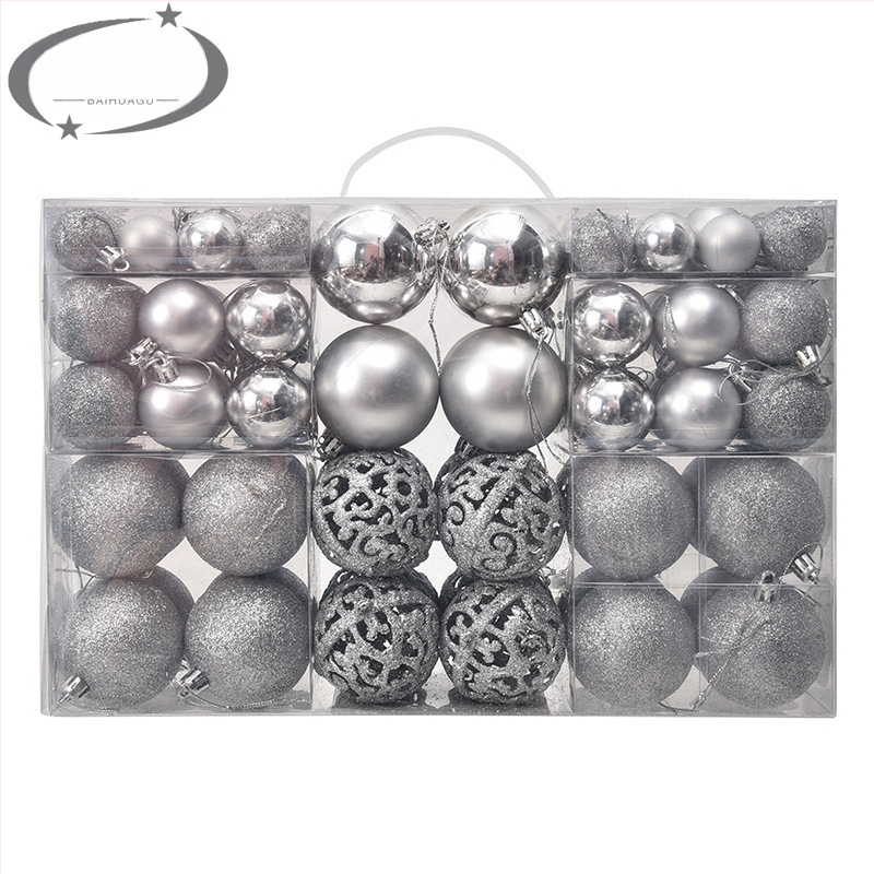 Kepti kalėdiniai kamuoliukai 100 vnt. Kalėdinių dekoracijų papuošalai 6 stiliai 6 spalvos plastikiniai kamuoliukai kalėdinių dovanų gamintojas aklųjų dėžutė
