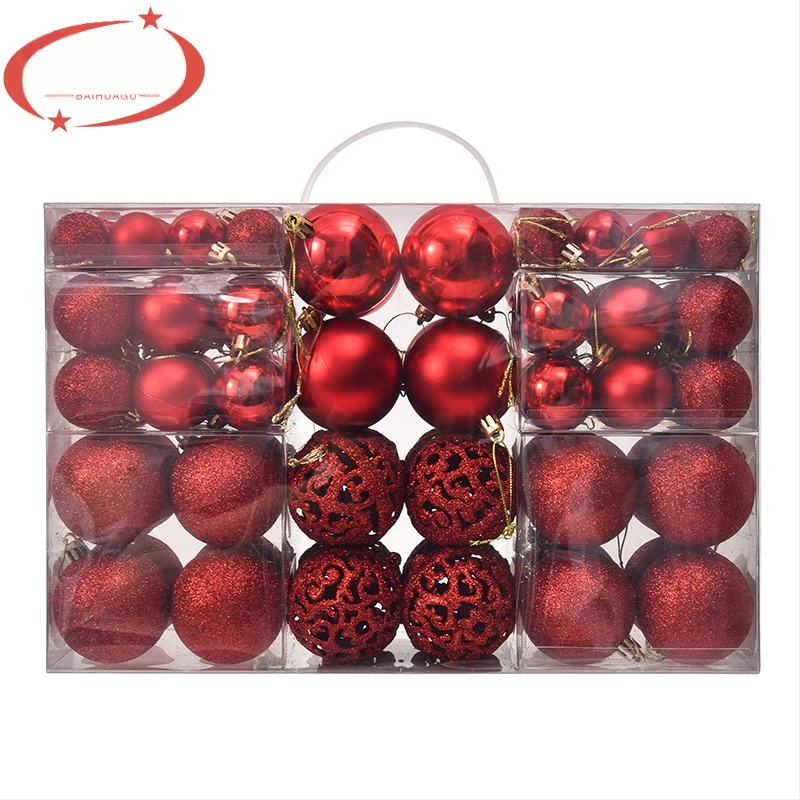 Kepti kalėdiniai kamuoliukai 100 vnt. Kalėdinių dekoracijų papuošalai 6 stiliai 6 spalvos plastikiniai kamuoliukai kalėdinių dovanų gamintojas aklųjų dėžutė