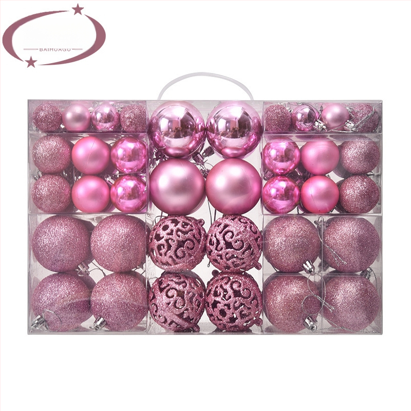 Kepti kalėdiniai kamuoliukai 100 vnt. Kalėdinių dekoracijų papuošalai 6 stiliai 6 spalvos plastikiniai kamuoliukai kalėdinių dovanų gamintojas aklųjų dėžutė