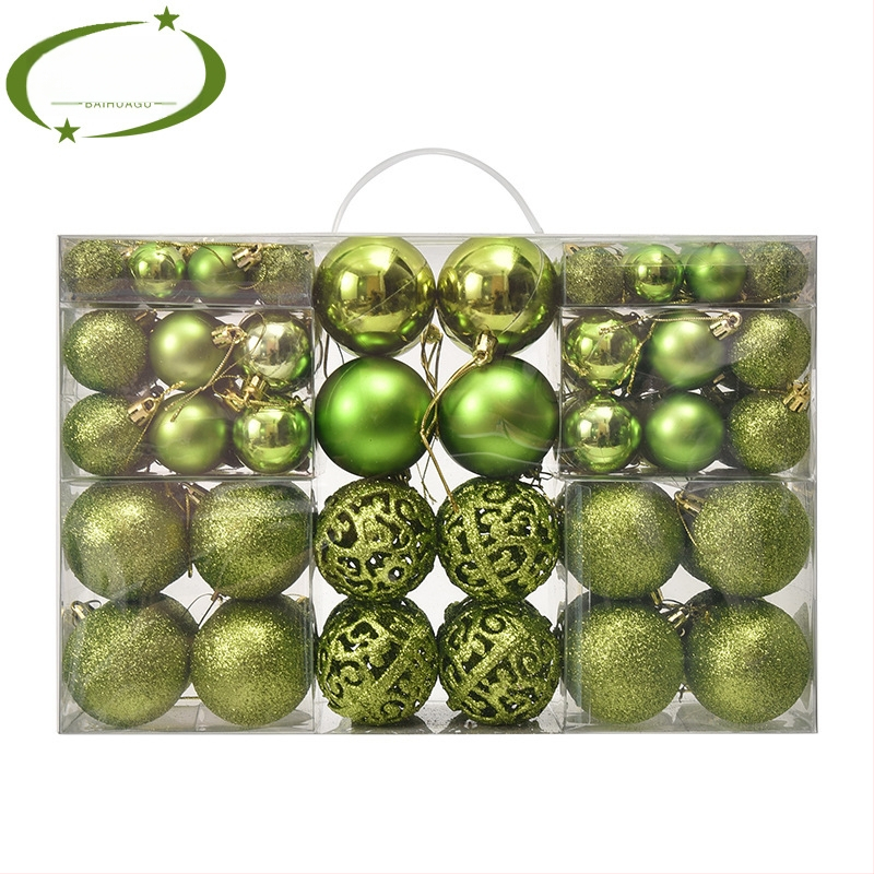 Kepti kalėdiniai kamuoliukai 100 vnt. Kalėdinių dekoracijų papuošalai 6 stiliai 6 spalvos plastikiniai kamuoliukai kalėdinių dovanų gamintojas aklųjų dėžutė