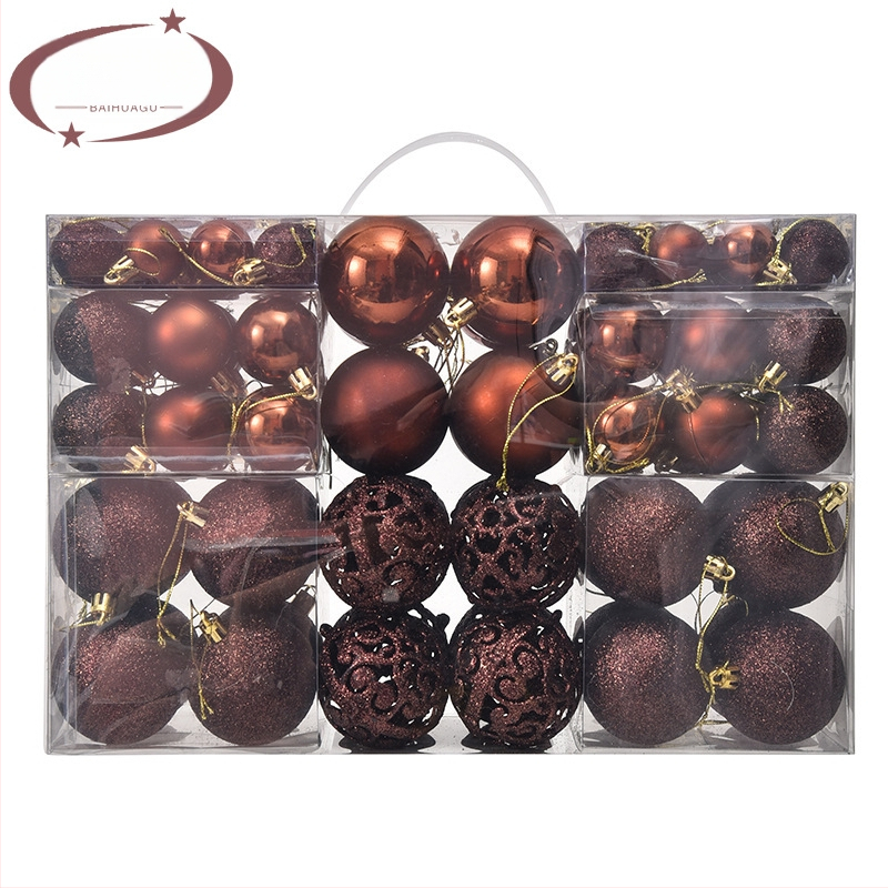 Kepti kalėdiniai kamuoliukai 100 vnt. Kalėdinių dekoracijų papuošalai 6 stiliai 6 spalvos plastikiniai kamuoliukai kalėdinių dovanų gamintojas aklųjų dėžutė