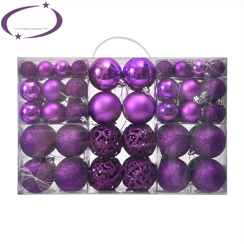 Kepti kalėdiniai kamuoliukai 100 vnt. Kalėdinių dekoracijų papuošalai 6 stiliai 6 spalvos plastikiniai kamuoliukai kalėdinių dovanų gamintojas aklųjų dėžutė
