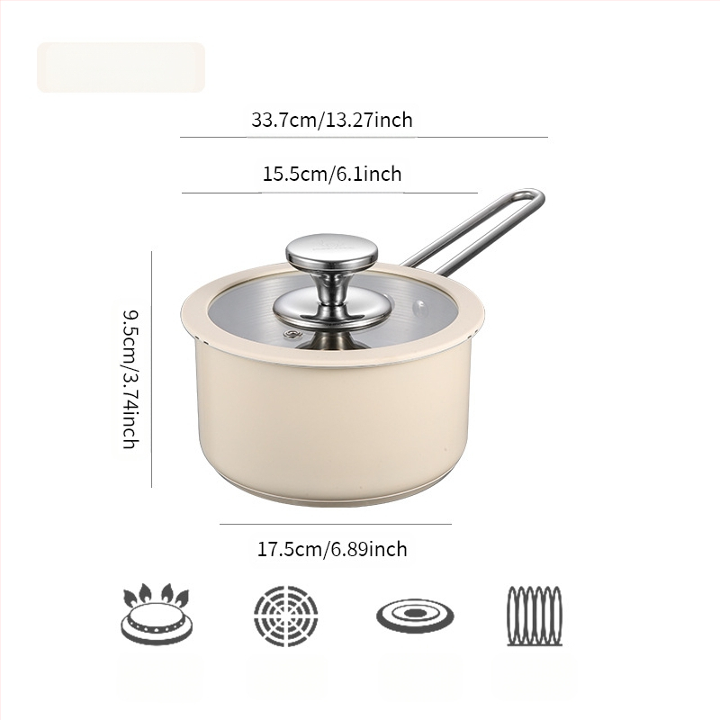 304 nerūdijančio plieno keraminis lakuotas pieno sriubos puodas, garintuvas, silikoninis stiklinis dangtis, mažas puodas, restorano virtuvė